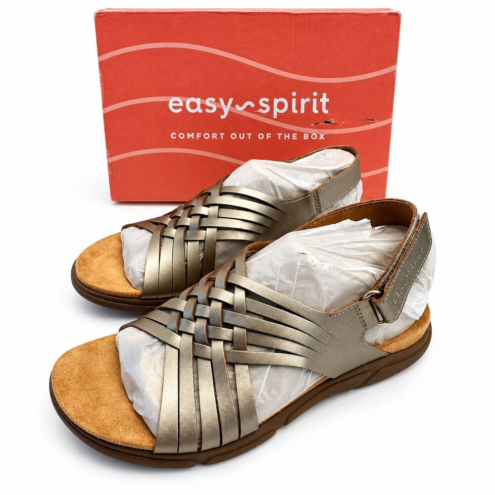 Easy Spirit Mar Women's Sandals Gold Metallic 5M Woven Slingback NEW BOX